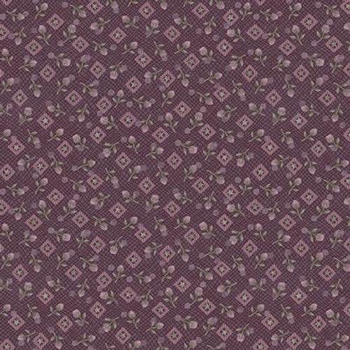 Where the Wind Blows Flannel by Janet Nesbitt for Henry Glass Co. Purple Diamonds & Rose Buds