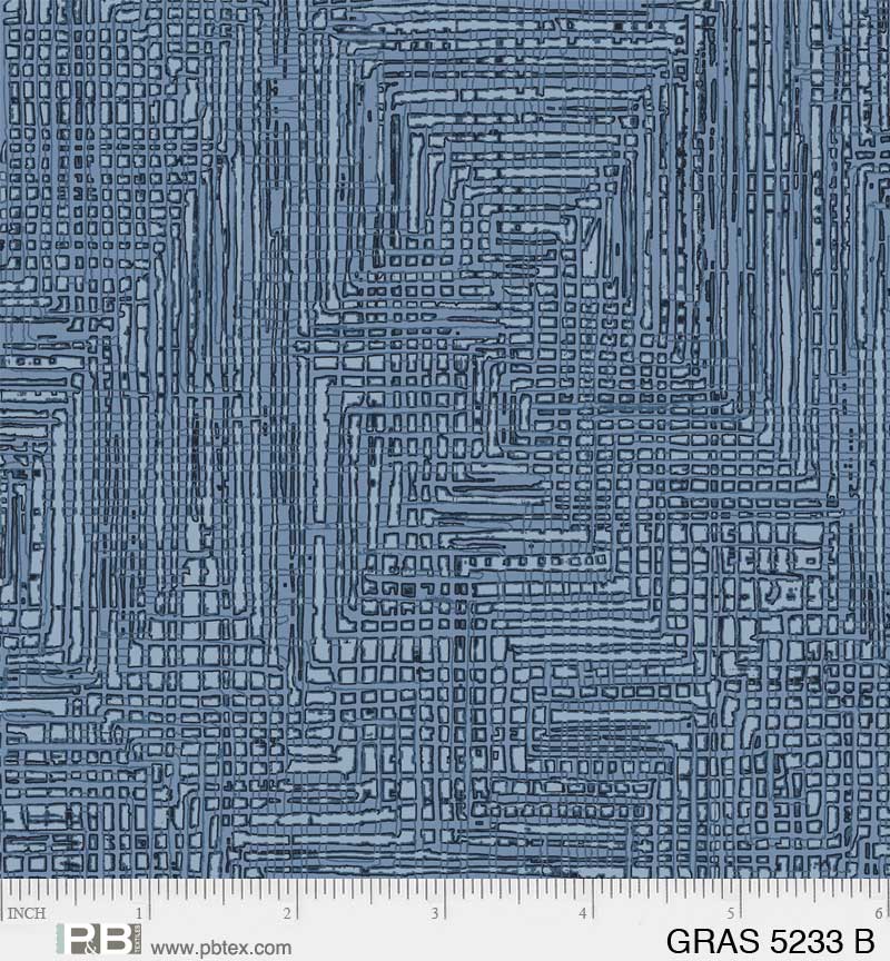Grass Roots by P & B Textiles. Blue - A Intricate Geometric Blender in a Navy Blue