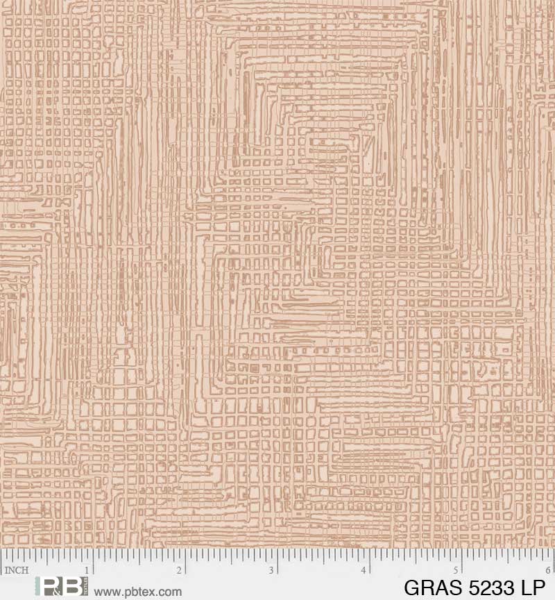 Grass Roots by P & B Textiles. Light Peach - A Intricate Geometric Blender in a Light Peachy Orangish Brown