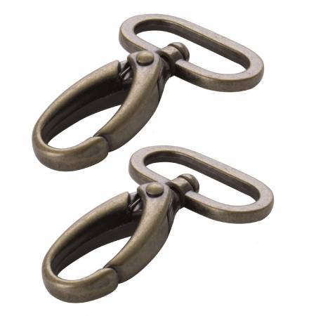 1" Swivel Snap Hook-Set of Two by ByAnnie.Antique Brass