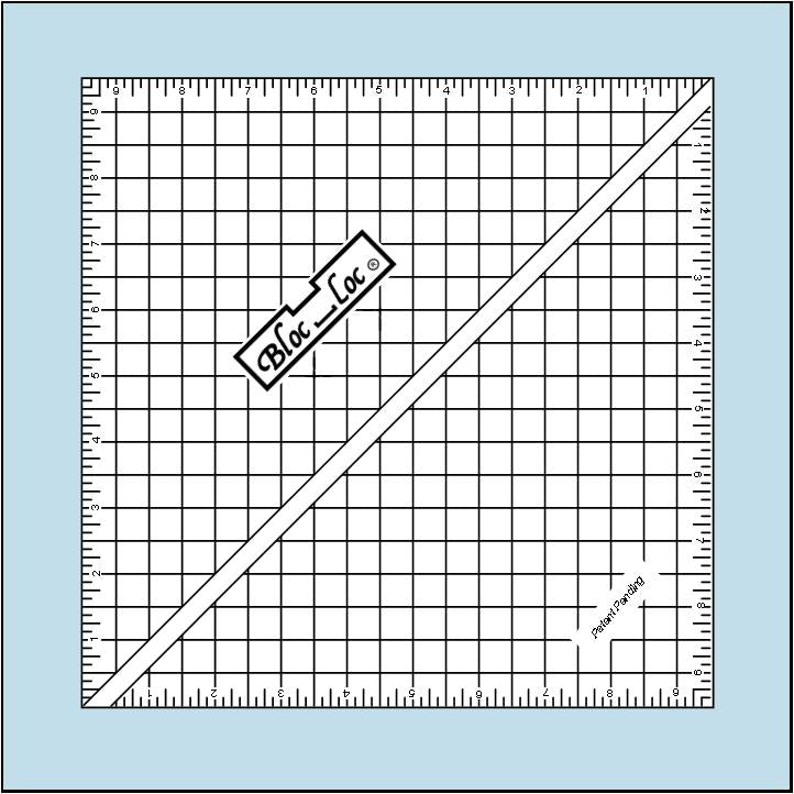 Bloc Loc Ruler 9.5 inch great for squaring up half-square triangles. 