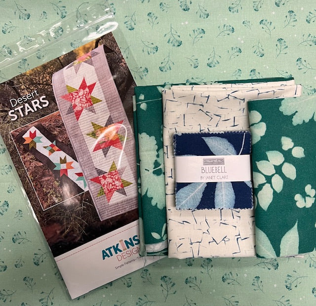 Desert Stars Kit includes the Bluebell fabrics by Janet  Clare for Moda.
