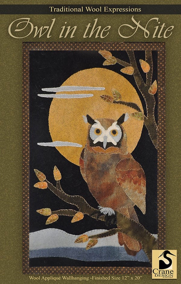 Owl in the Nite Wool Applique Wall Hanging Pattern