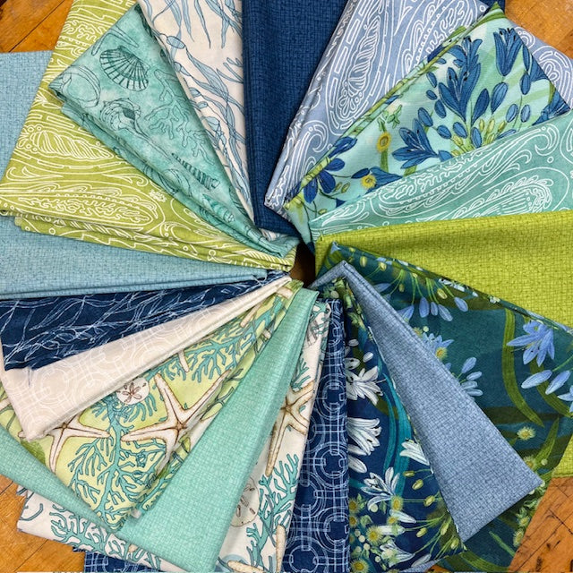 Serena Shores Fat Quarter Bundle of 18 fabrics. 