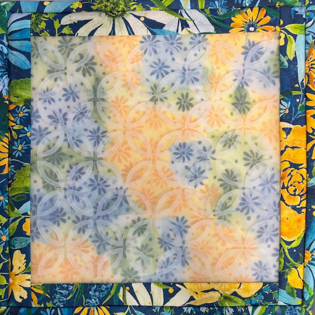 Look how cute our Trivet turned out using Sunshine and Blue Skies by Create Joy Project for Moda. 