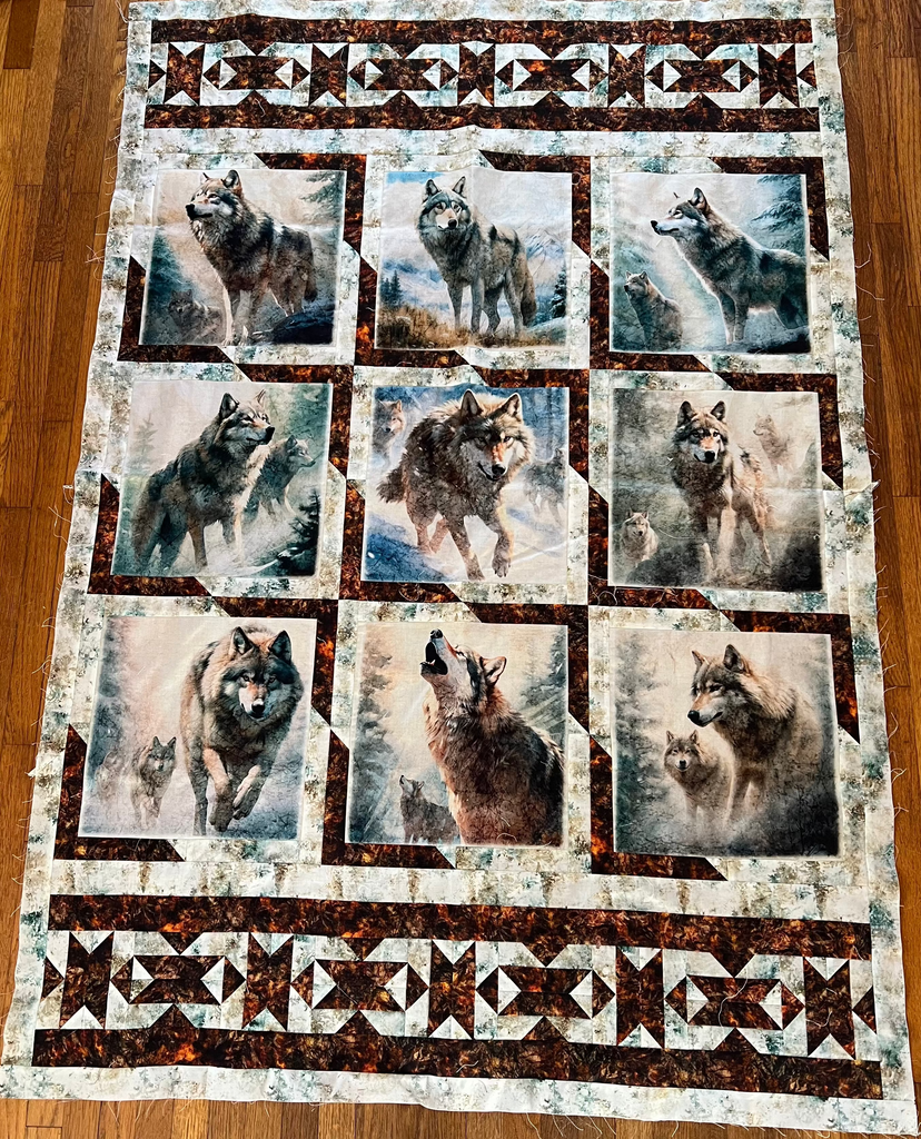 Running with the Pack Sante Fe Kit from the Panel Perfect 3-Yard Quilts by Donna Robertson and Fran Morgan for Fabric Cafe. Finished Size: 38 inch x 55 inch