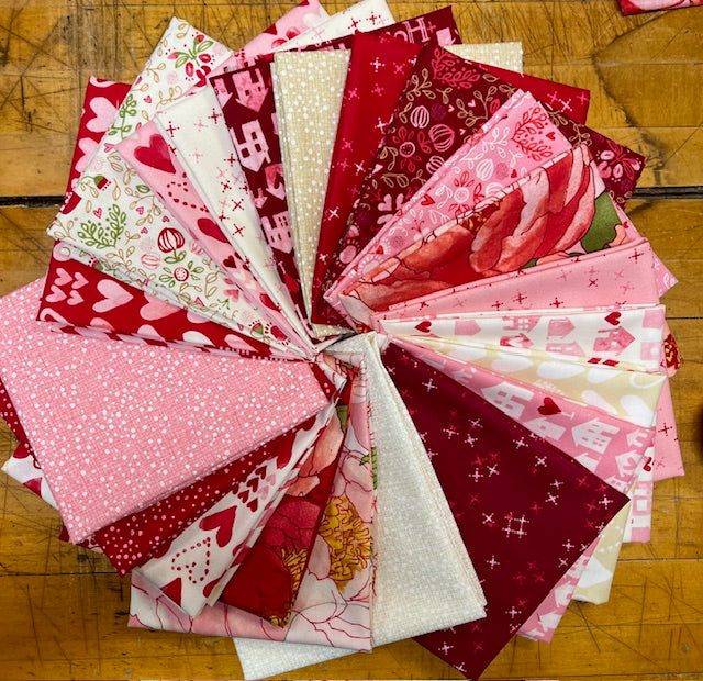 Fat Quarter bundle of 21 fabrics of Darling Peony designed by Robin Pickens for Moda