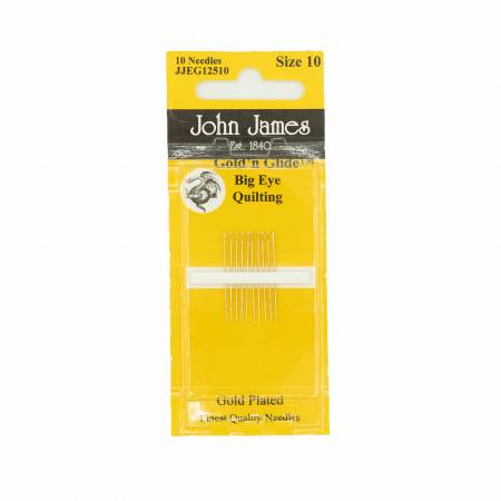 Gold'N Glide Big Eye Between/Quilting Needles by John James. Size 10 -10 count