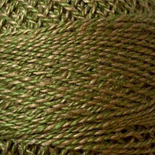 Twisted Tweed Valdani Variegated Pearl Cotton Ball pt2. Available in Sz. 12 - 109 yds. - great for applique, wool applique, big-stitch quilting. Twisted Tweed Green - golds and greens.