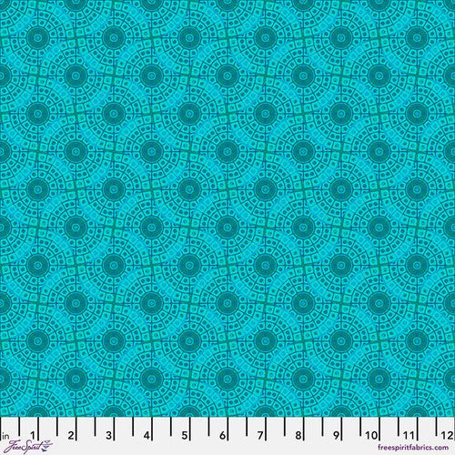 Fabric for border of the Starburst Quilt Kit Mosaic by Billie Reue for Free Spirit Fabrics. Chandelier Small - Aqua