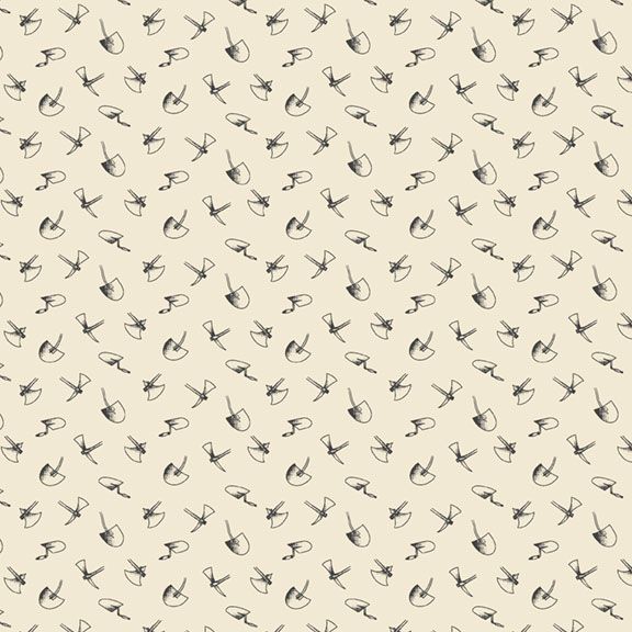 Pint Sized Neutrals by Carrie Quinn for Marcus Fabrics. Digging Tools - Black