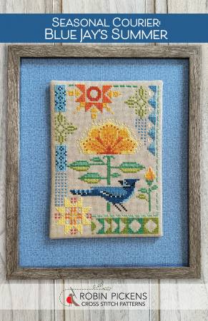SEASONAL COURIER: Blue Jay's Summer pattern by Robin Pickens of Robin Pickens Cross Stitch Patterns.