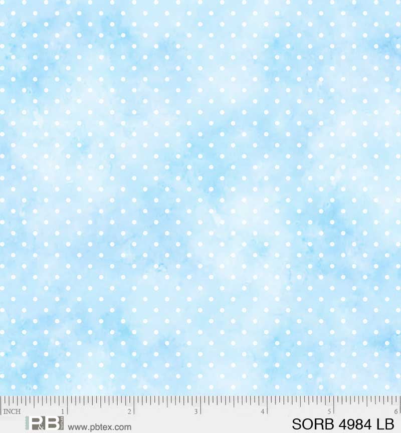 Sorbet by Wendy Sheppard for P&B Textiles. Pin Dot Light Blue