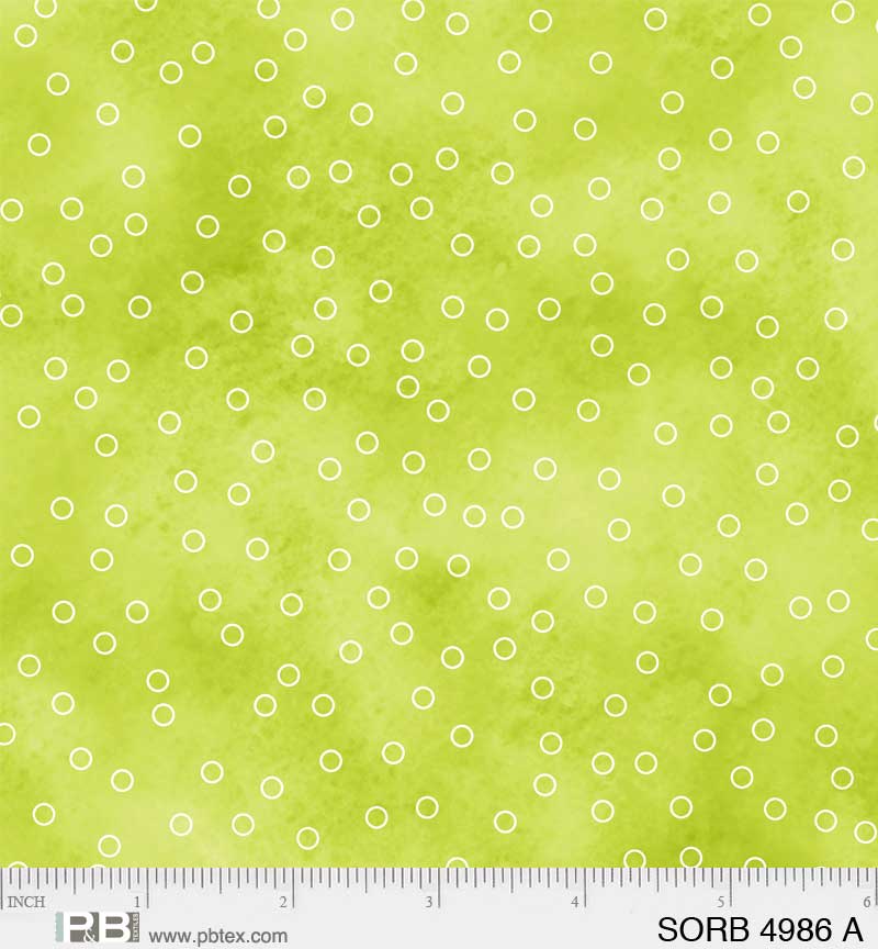 Sorbet by Wendy Sheppard for P&B Textiles. Tossed Dots Apple Green