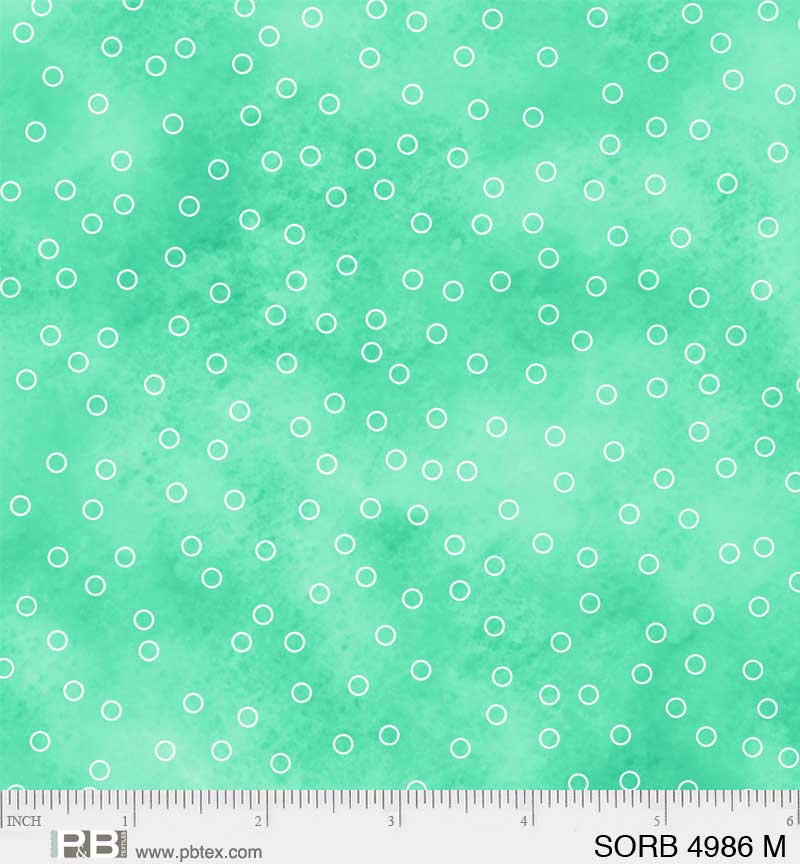 Sorbet by Wendy Sheppard for P&B Textiles. Tossed Dots Teal Green