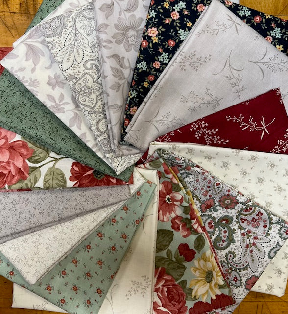 Ambiance Fat Quarter Bundle of 15 fabrics designed by 3 Sisters for Moda Fabrics.
