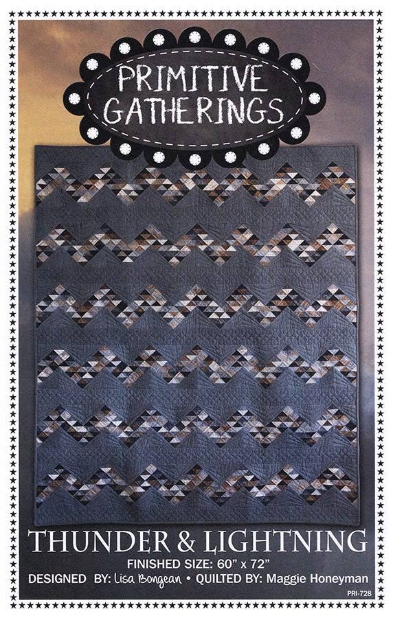 Thunder & Lightning pattern by Lisa Bongean of Primitive Gatherings. Pattern makes a 72" x 93 1/2" sized quilt.