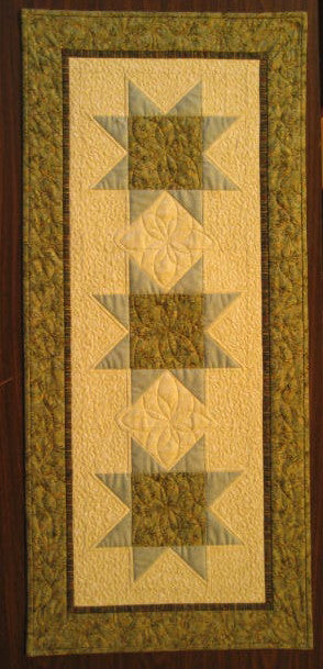 Starry Pines Runner Pattern designed by Gail Grassel for River's Edge Antiques & Quilt Loft re118