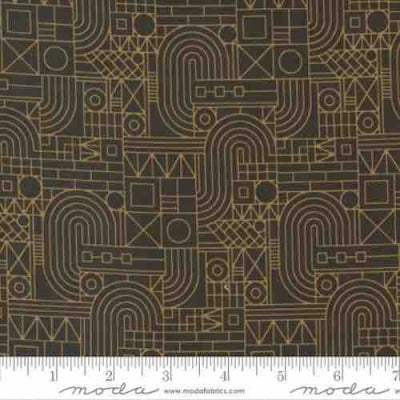 Geometric shapes in tans on a brown background Decorum designed by Basic Grey for Moda - 30682 13-sale