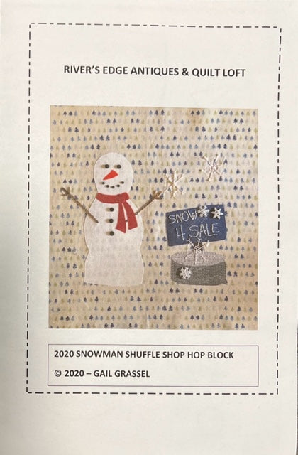 2020 Snowman Shuffle Shop Hop Block Kit designed by Gail Grassel of River's Edge Antiques & Quilt Loft.