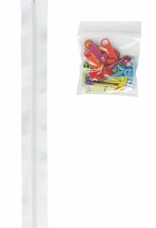ByAnnie Zippers by the Yard White with multi-color pulls zipyd-100mul