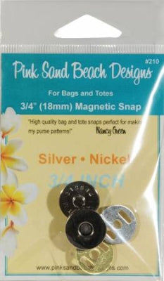 3/4 inch Silver Nickel Magnetic Snap by Nancy Green for Pink Sand Beach Designs.