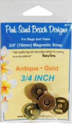 3/4 inch Magnetic Snap by Nancy Green for Pink Sand Beach Designs. Antique Gold
