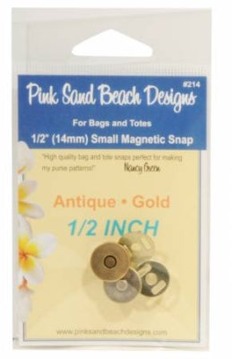 1/2 inch Magnetic Snap by Nancy Green for Pink Sand Beach Designs. Antique Gold